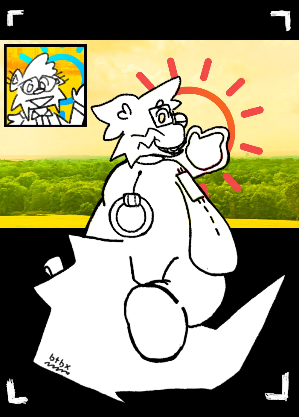 digital art of a sleepy plushfur binturong looking back at the viewer and waving and smiling, pleasant